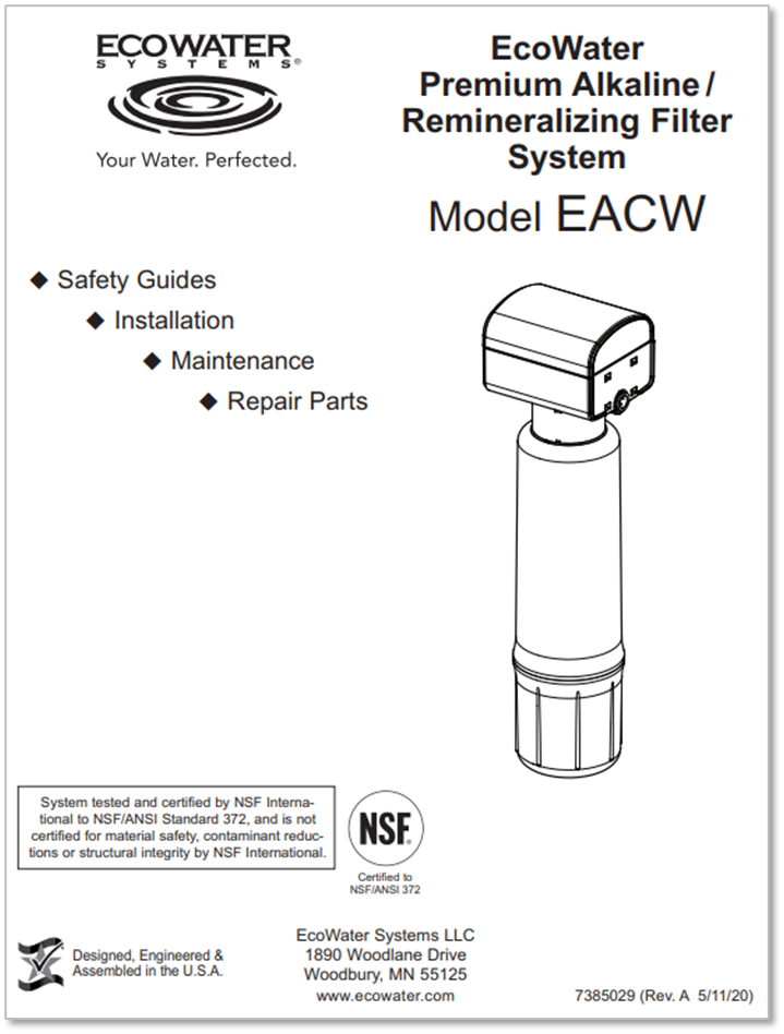 EACW Manual EcoWater Systems