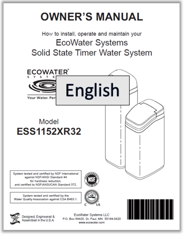 ESS1152 Manual EcoWater Systems